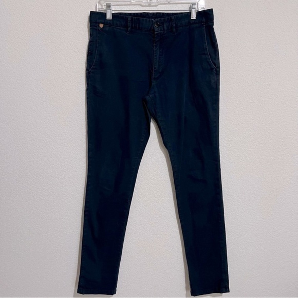 Zara Man Navy Blue Comfort Stretch Slim Pants Trousers Business Casual 32